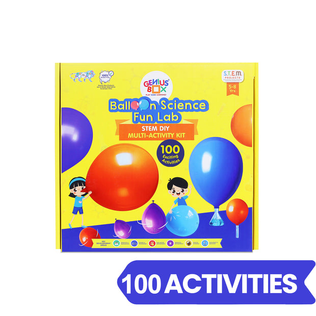 BALLOON SCIENCE FUN LAB KIT STEM DIY | EDUCATIONAL ACTIVITY KIT | 100 MULTI ACTIVITY KIT | AGE: 5+ YEARS