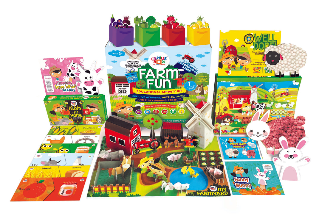 FARM FUN EDUCATIONAL ACTIVITY KIT CREATIVE ACTIVTIES, PUZZLES